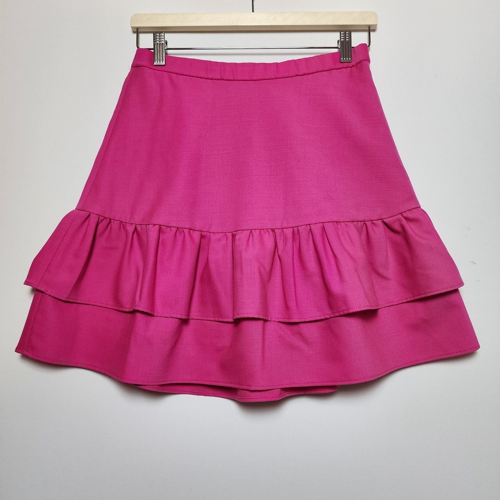 J.Crew Tiered Ruffle Mini Skirt Hot Pink Size 4